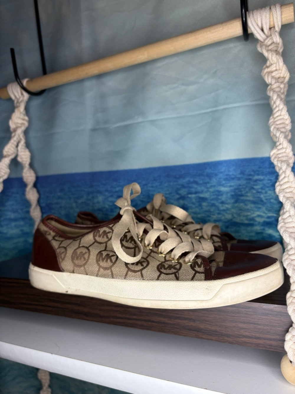 Michael Kors Brown MK Logo Low-Top Laced-Up “City” Sneakers